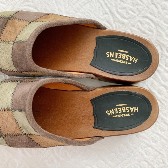 🔥 Swedish Hasbeens Suede Patch Clog in Patchwork Suede - Picture 5 of 7